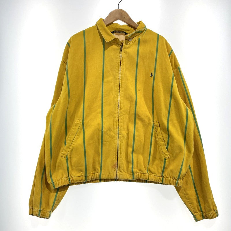 【現状渡し品】【メンズ】 POLO by RALPH LAUREN ポロ バイ ラルフローレン 90's STRIPE SWINGTOP 90年代 ストライプ スウィングトップ ジャケット ライトアウター 145-260915-yo-04-teih サイズ：XL カラー：イエロー/グリーン 万代Net店
