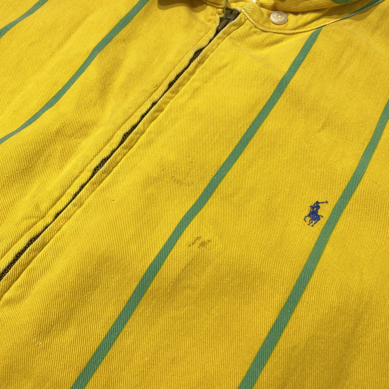 【現状渡し品】【メンズ】 POLO by RALPH LAUREN ポロ バイ ラルフローレン 90's STRIPE SWINGTOP 90年代 ストライプ スウィングトップ ジャケット ライトアウター 145-260915-yo-04-teih サイズ：XL カラー：イエロー/グリーン 万代Net店