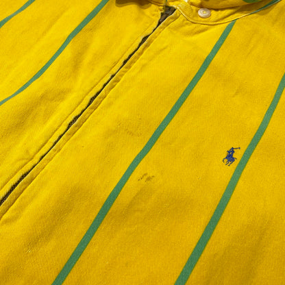 【現状渡し品】【メンズ】 POLO by RALPH LAUREN ポロ バイ ラルフローレン 90's STRIPE SWINGTOP 90年代 ストライプ スウィングトップ ジャケット ライトアウター 145-260915-yo-04-teih サイズ：XL カラー：イエロー/グリーン 万代Net店