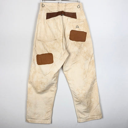 【中古品】【メンズ】 KAPITAL キャピタル LEATHER PATCH WORK PANTS レザー パッチ ワーク パンツ ボトムス 151-260918-sa-20-teih サイズ：XS カラー：アイボリー 万代Net店