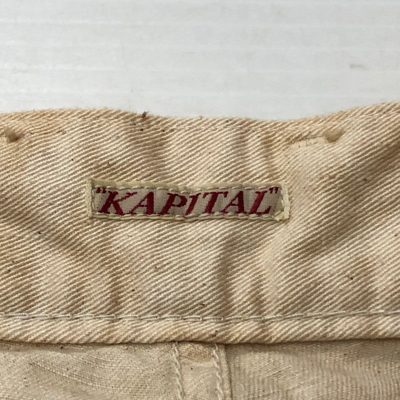【中古品】【メンズ】 KAPITAL キャピタル LEATHER PATCH WORK PANTS レザー パッチ ワーク パンツ ボトムス 151-260918-sa-20-teih サイズ：XS カラー：アイボリー 万代Net店