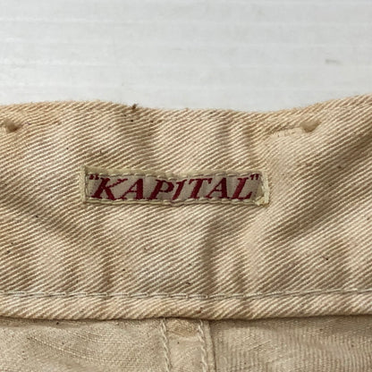 【中古品】【メンズ】 KAPITAL キャピタル LEATHER PATCH WORK PANTS レザー パッチ ワーク パンツ ボトムス 151-260918-sa-20-teih サイズ：XS カラー：アイボリー 万代Net店