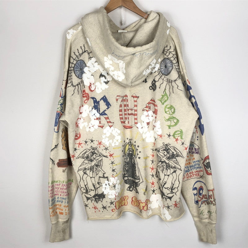 【中古品】【メンズ】 SAINT MICHAEL セント マイケル × DENIM TEARS デニムティアーズ 別注コラボ 22SS GREENAFFITTI HOODIE SM-S22-0000-083 グリーングラフィティ フーディ プルオーバーパーカー 142-260918-sa-15-teih サイズ：XL カラー：総柄 万代Net店