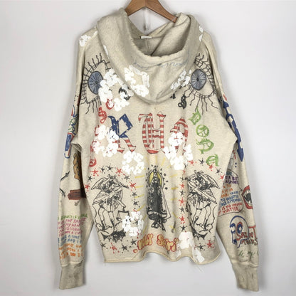 【中古品】【メンズ】 SAINT MICHAEL セント マイケル × DENIM TEARS デニムティアーズ 別注コラボ 22SS GREENAFFITTI HOODIE SM-S22-0000-083 グリーングラフィティ フーディ プルオーバーパーカー 142-260918-sa-15-teih サイズ：XL カラー：総柄 万代Net店