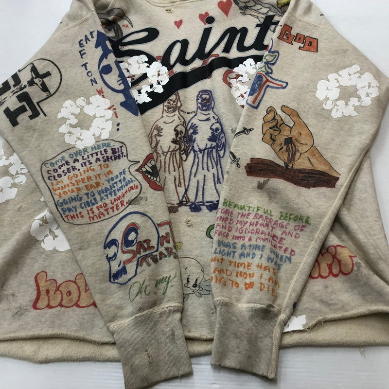【中古品】【メンズ】 SAINT MICHAEL セント マイケル × DENIM TEARS デニムティアーズ 別注コラボ 22SS GREENAFFITTI HOODIE SM-S22-0000-083 グリーングラフィティ フーディ プルオーバーパーカー 142-260918-sa-15-teih サイズ：XL カラー：総柄 万代Net店