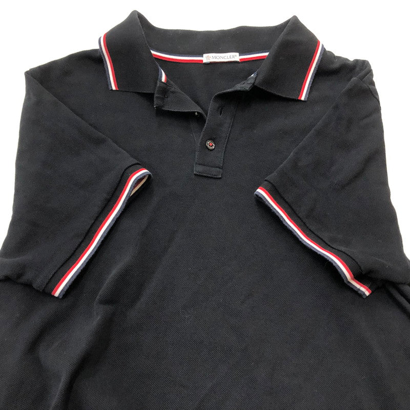 【中古品】【メンズ】 MONCLER モンクレール S/S POLO SHIRT D10918345600 84556 ショートスリーブ ポロ シャツ 半袖 トップス 141-260918-sa-17-teih サイズ：M カラー：ブラック 万代Net店
