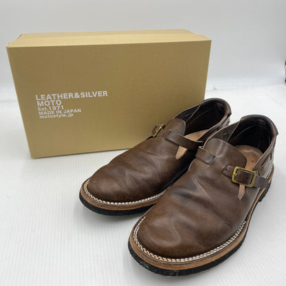 【中古品】【メンズ】 LEATHER&SILVER MOTO レザーアンドシルバー モト ITALIAN COW BELT SLIPON MADE IN JAPAN 7073 イタリアン カウ ベルトスリッポン 靴 日本製 164-260923-ss-05-teih サイズ：2/※ソール減り、スレ有 カラー：ブラウン 万代Net店