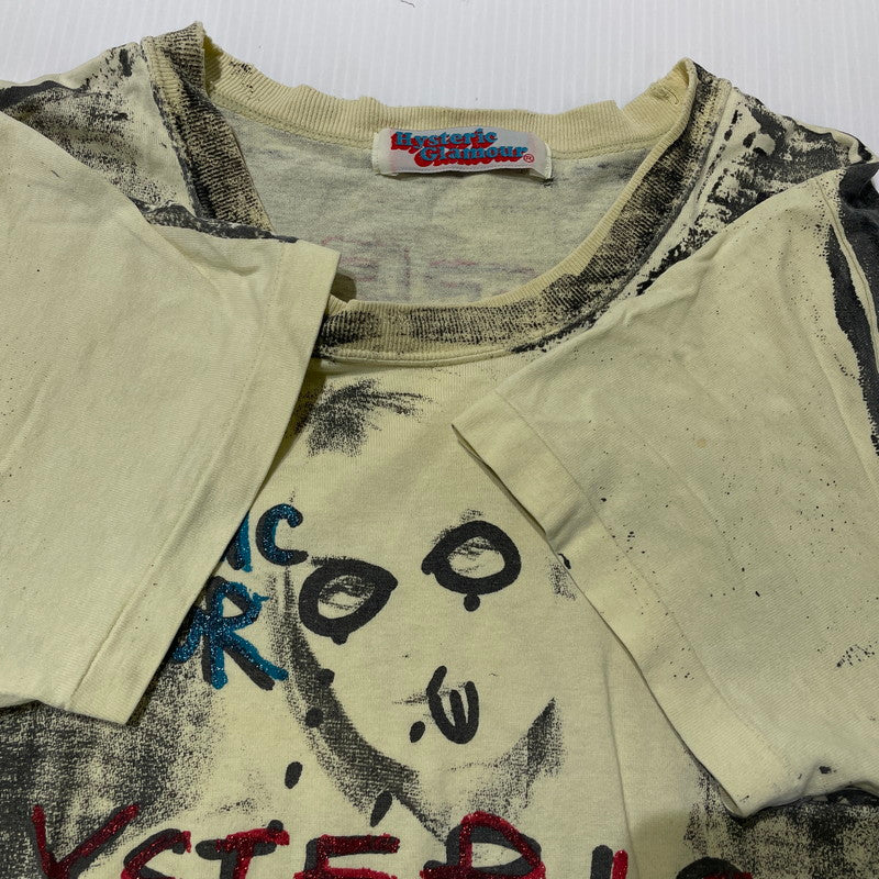 【中古品】【レディース】 HYSTERIC GLAMOUR ヒステリックグラマー 90's AOP PHOTO PRINT TEE 20T-5905 90年代 フォトプリント Tシャツ 半袖 トップス ヴィンテージ 140-260918-yo-13-teih サイズ：F カラー：パステルイエロー 万代Net店