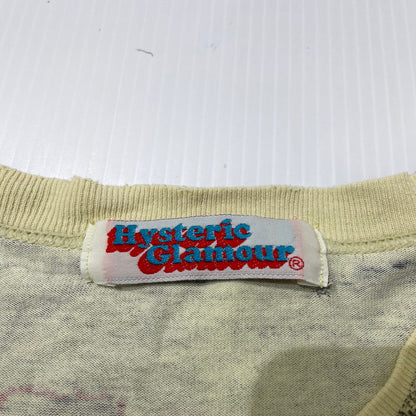 【中古品】【レディース】 HYSTERIC GLAMOUR ヒステリックグラマー 90's AOP PHOTO PRINT TEE 20T-5905 90年代 フォトプリント Tシャツ 半袖 トップス ヴィンテージ 140-260918-yo-13-teih サイズ：F カラー：パステルイエロー 万代Net店