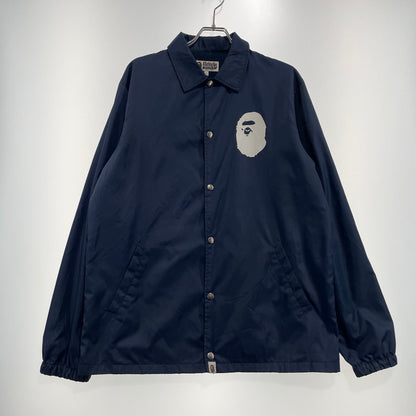 【中古品】【メンズ】 A BATHING APE アベイシングエイプ NYLON COACH JACKET 001GDD201001X ナイロン コーチジャケット ライトアウター 142-260918-yo-03-teih サイズ：L カラー：ネイビー 万代Net店