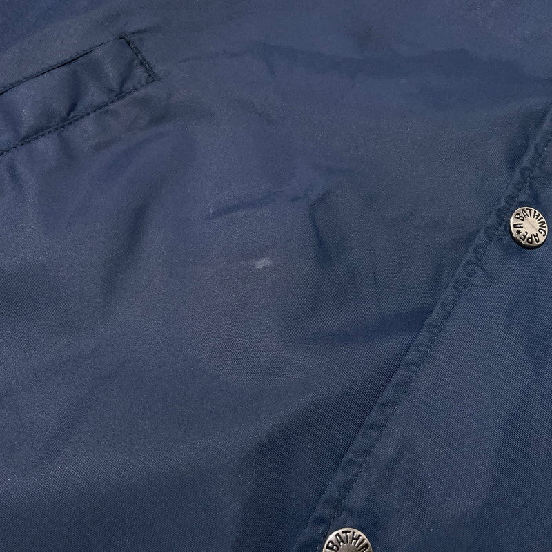 【中古品】【メンズ】 A BATHING APE アベイシングエイプ NYLON COACH JACKET 001GDD201001X ナイロン コーチジャケット ライトアウター 142-260918-yo-03-teih サイズ：L カラー：ネイビー 万代Net店