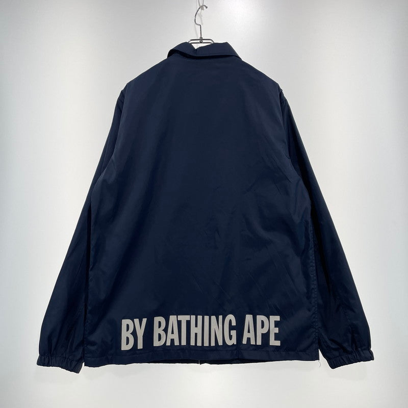 【中古品】【メンズ】 A BATHING APE アベイシングエイプ NYLON COACH JACKET 001GDD201001X ナイロン コーチジャケット ライトアウター 142-260918-yo-03-teih サイズ：L カラー：ネイビー 万代Net店