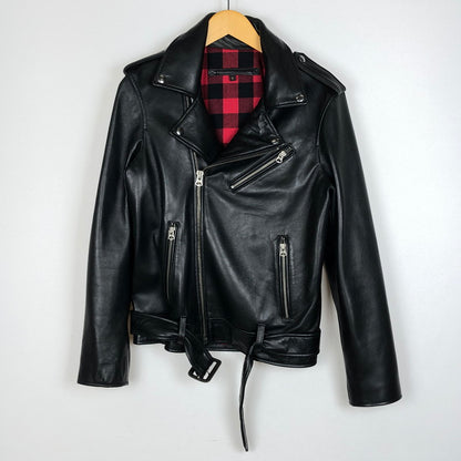 【中古品】【メンズ】 STARKE HAUT シュタルケ アウト SHEEPSKIN DOUBLE RIDERS JACKET シープスキン ダブルライダース ジャケット アウター 145-260918-sa-08-teih サイズ：S カラー：ブラック 万代Net店