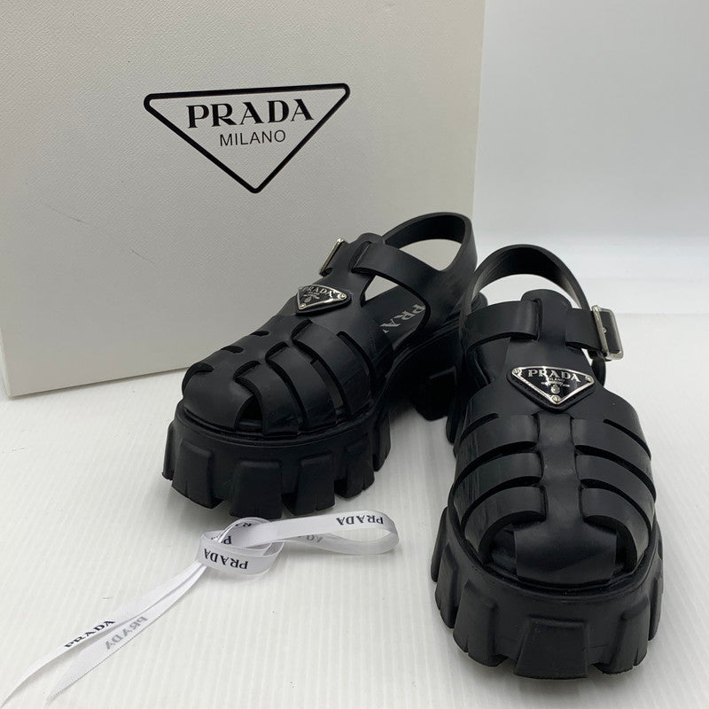 【中古品】【レディース】 PRADA プラダ MONOLITH RUBBER SANDALS モノリス ラバーサンダル 靴 167-260926-ko-12-teih サイズ：35 カラー：ブラック 万代Net店