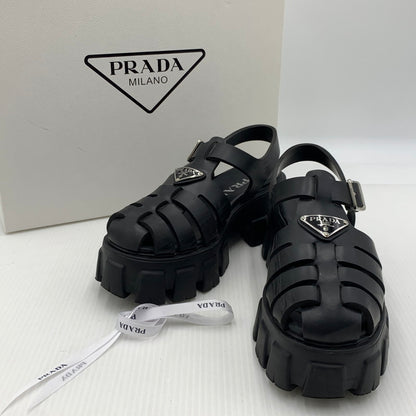 【中古品】【レディース】 PRADA プラダ MONOLITH RUBBER SANDALS モノリス ラバーサンダル 靴 167-260926-ko-12-teih サイズ：35 カラー：ブラック 万代Net店