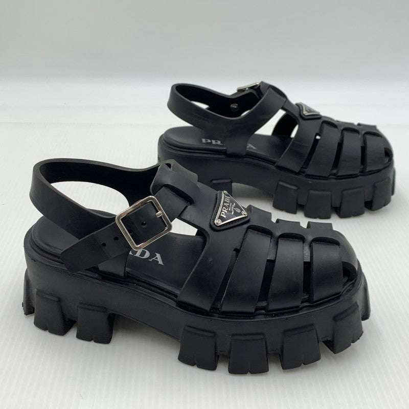 【中古品】【レディース】 PRADA プラダ MONOLITH RUBBER SANDALS モノリス ラバーサンダル 靴 167-260926-ko-12-teih サイズ：35 カラー：ブラック 万代Net店