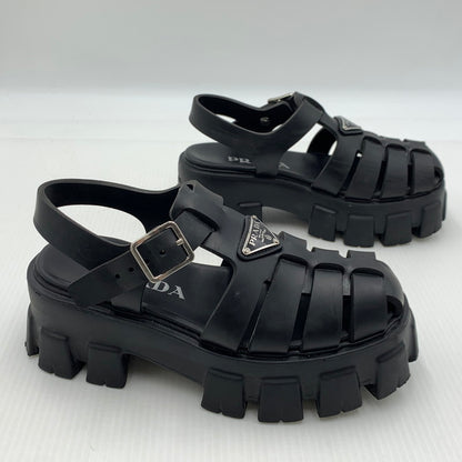 【中古品】【レディース】 PRADA プラダ MONOLITH RUBBER SANDALS モノリス ラバーサンダル 靴 167-260926-ko-12-teih サイズ：35 カラー：ブラック 万代Net店