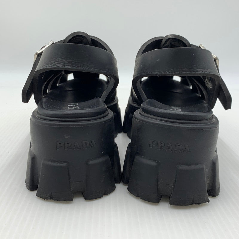 【中古品】【レディース】 PRADA プラダ MONOLITH RUBBER SANDALS モノリス ラバーサンダル 靴 167-260926-ko-12-teih サイズ：35 カラー：ブラック 万代Net店
