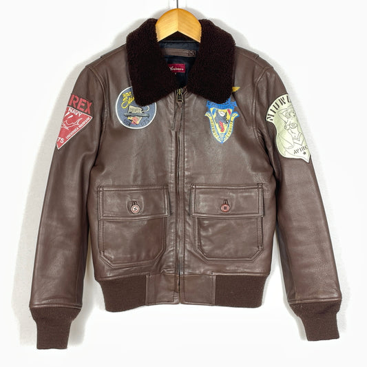 【中古品】【メンズ】 AVIREX アヴィレックス 6281005 GOAT LEATHER G-1 JACKET ゴード レザー ジーワン ジャケット アウター 145-260919-sa-06-teih サイズ：S カラー：ブラウン 万代Net店