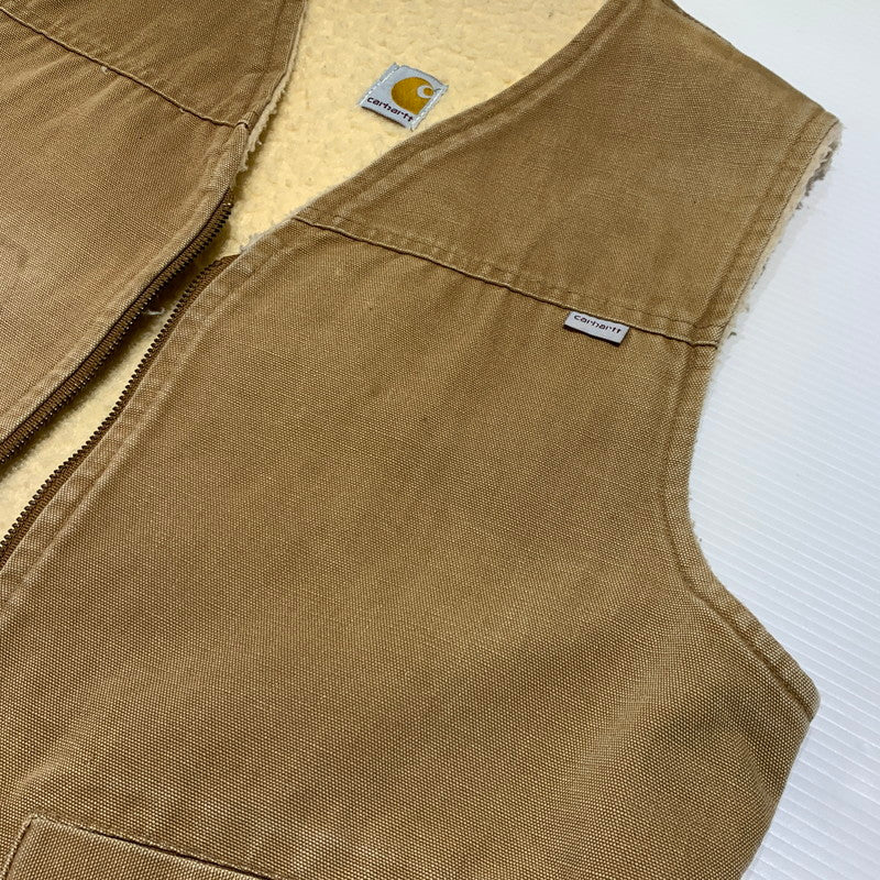 【現状渡し品】【メンズ】 Carhartt カーハート BOA DUCK VEST VINTAGE ボア ダック ベスト ライトアウター ヴィンテージ 145-260920-ko-01-teih サイズ：L カラー：ベージュ 万代Net店