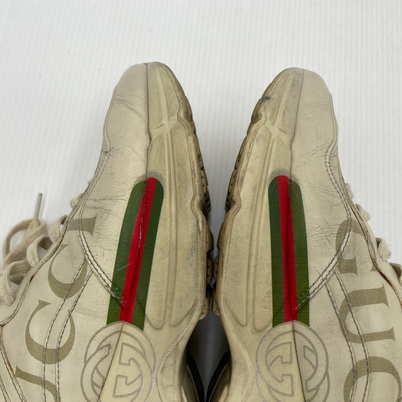 【現状渡し品】【メンズ】 GUCCI グッチ RHYTON LEATHER SNEAKER 500877 ライトン レザー スニーカー 靴 183-261007-sa-01-teih サイズ：27cm カラー：アイボリー 万代Net店