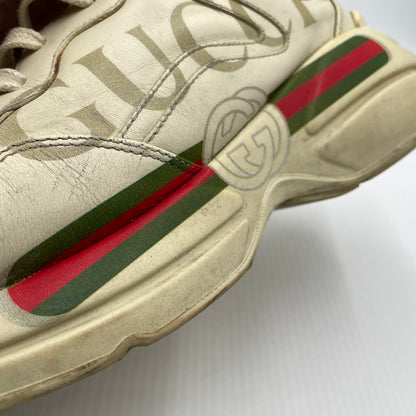 【現状渡し品】【メンズ】 GUCCI グッチ RHYTON LEATHER SNEAKER 500877 ライトン レザー スニーカー 靴 183-261007-sa-01-teih サイズ：27cm カラー：アイボリー 万代Net店