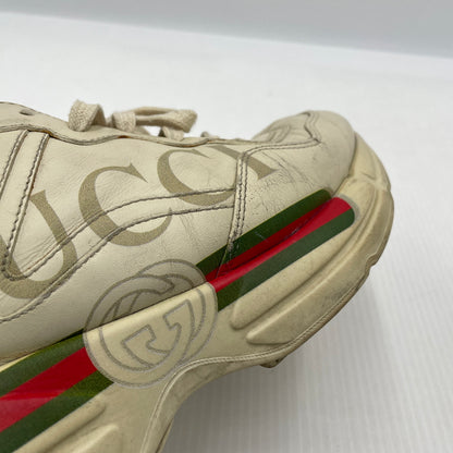 【現状渡し品】【メンズ】 GUCCI グッチ RHYTON LEATHER SNEAKER 500877 ライトン レザー スニーカー 靴 183-261007-sa-01-teih サイズ：27cm カラー：アイボリー 万代Net店
