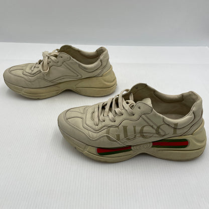 【現状渡し品】【メンズ】 GUCCI グッチ RHYTON LEATHER SNEAKER 500877 ライトン レザー スニーカー 靴 183-261007-sa-01-teih サイズ：27cm カラー：アイボリー 万代Net店