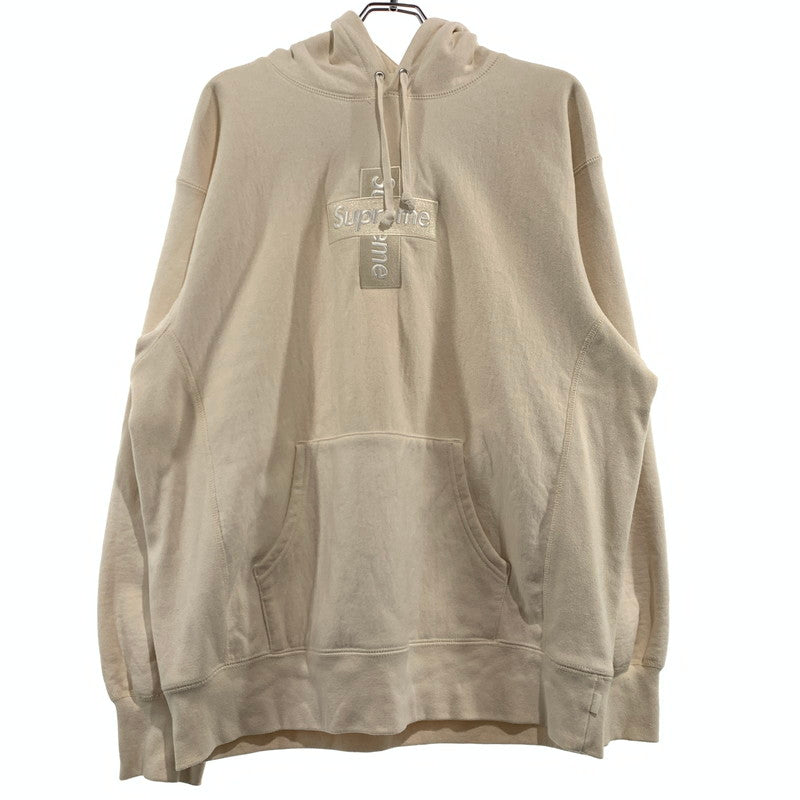 【中古品】【メンズ】 Supreme シュプリーム CROSS BOX LOGO HOODED SWEATSHIRT NATURAL クロス ボックス フーディ スウェットシャツ トップス プルオーバーパーカー 149-260920-ko-06-teih サイズ：L カラー：クリーム 万代Net店