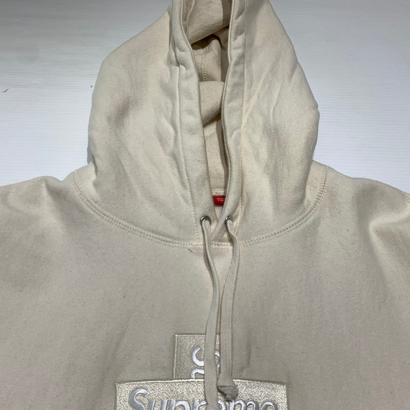 【中古品】【メンズ】 Supreme シュプリーム CROSS BOX LOGO HOODED SWEATSHIRT NATURAL クロス ボックス フーディ スウェットシャツ トップス プルオーバーパーカー 149-260920-ko-06-teih サイズ：L カラー：クリーム 万代Net店