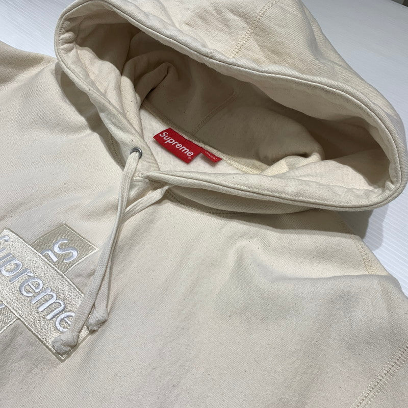 【中古品】【メンズ】 Supreme シュプリーム CROSS BOX LOGO HOODED SWEATSHIRT NATURAL クロス ボックス フーディ スウェットシャツ トップス プルオーバーパーカー 149-260920-ko-06-teih サイズ：L カラー：クリーム 万代Net店