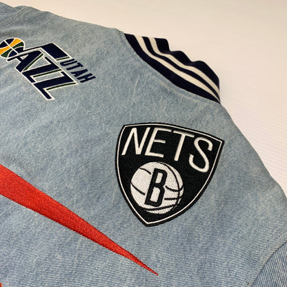 【中古品】【メンズ】 Supreme シュプリーム × NIKE ナイキ × NBA TEAMS 別注 コラボ WARM-UP JACKET BLUE AO3632-440 ウォームアップ ジャケット アウター スタジャン 149-260920-ko-12-teih サイズ：M カラー：インディゴ 万代Net店