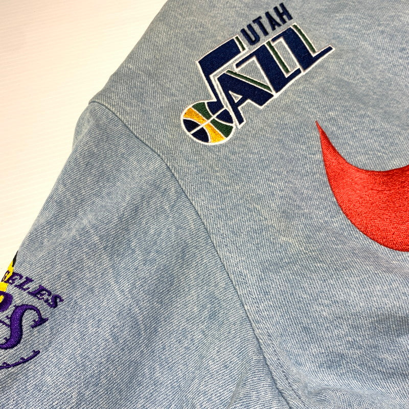 【中古品】【メンズ】 Supreme シュプリーム × NIKE ナイキ × NBA TEAMS 別注 コラボ WARM-UP JACKET BLUE AO3632-440 ウォームアップ ジャケット アウター スタジャン 149-260920-ko-12-teih サイズ：M カラー：インディゴ 万代Net店