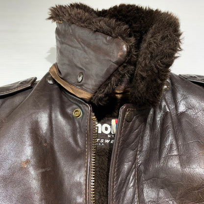 【現状渡し品】【メンズ】 Schott ショット FLIGHT LEATHER JACKET 184SM フライト レザー ジャケット アウター A-2 G-1 145-260920-ko-13-teih サイズ：40 カラー：ブラウン 万代Net店