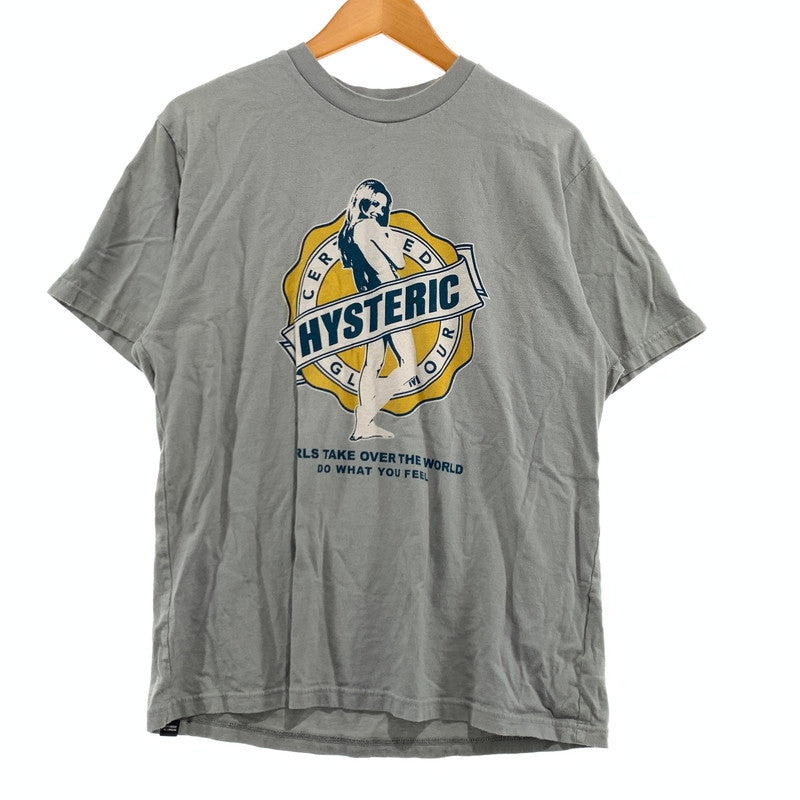 【中古品】【メンズ】 HYSTERIC GLAMOUR ヒステリックグラマー GIRLS TAKE OVER TEE 02251CT12 ガール テイク オーバー Tシャツ 半袖 トップス 140-260920-ko-03-teih サイズ：L カラー：グレー 万代Net店