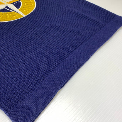 【中古品】【メンズ】 STONE ISLAND ストーンアイランド EMBROIDERED WOOL LOGO SWEATER エンブロイダリー ウール セーター トップス ニット 141-260920-ko-09-teih サイズ：M カラー：ホワイト/ネイビー 万代Net店
