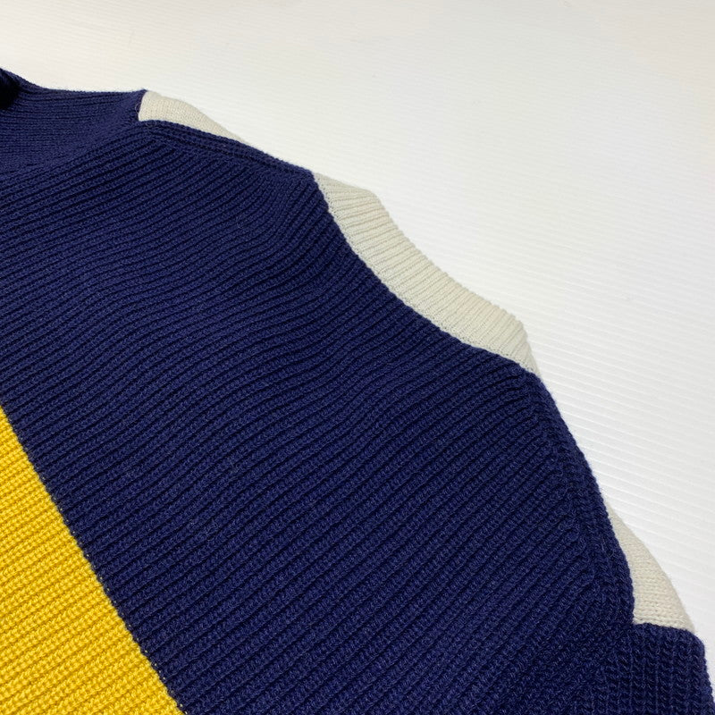 【中古品】【メンズ】 STONE ISLAND ストーンアイランド EMBROIDERED WOOL LOGO SWEATER エンブロイダリー ウール セーター トップス ニット 141-260920-ko-09-teih サイズ：M カラー：ホワイト/ネイビー 万代Net店