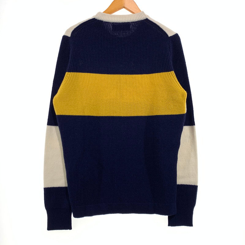 【中古品】【メンズ】 STONE ISLAND ストーンアイランド EMBROIDERED WOOL LOGO SWEATER エンブロイダリー ウール セーター トップス ニット 141-260920-ko-09-teih サイズ：M カラー：ホワイト/ネイビー 万代Net店