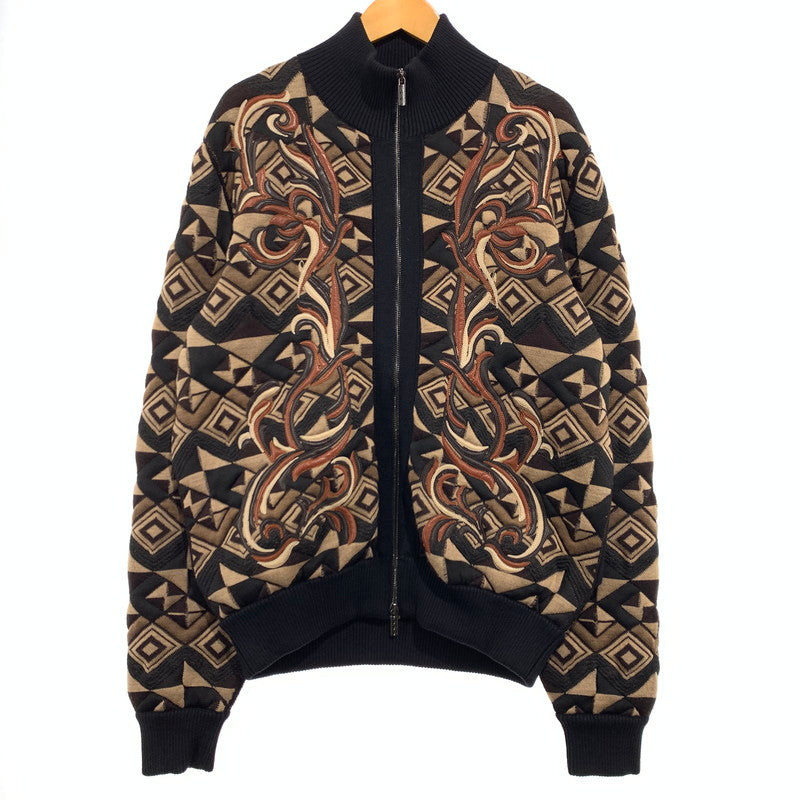 【中古品】【メンズ】 GIANNI VERSACE ジャンニ・ヴェルサーチ KNIT BLOUSON ニット ブルゾン ライトアウター フルジップジャケット 141-260920-ko-15-teih サイズ：48 カラー：総柄 万代Net店