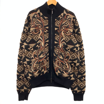 【中古品】【メンズ】 GIANNI VERSACE ジャンニ・ヴェルサーチ KNIT BLOUSON ニット ブルゾン ライトアウター フルジップジャケット 141-260920-ko-15-teih サイズ：48 カラー：総柄 万代Net店