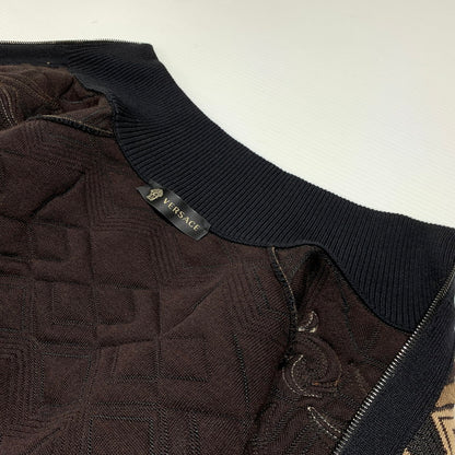 【中古品】【メンズ】 GIANNI VERSACE ジャンニ・ヴェルサーチ KNIT BLOUSON ニット ブルゾン ライトアウター フルジップジャケット 141-260920-ko-15-teih サイズ：48 カラー：総柄 万代Net店