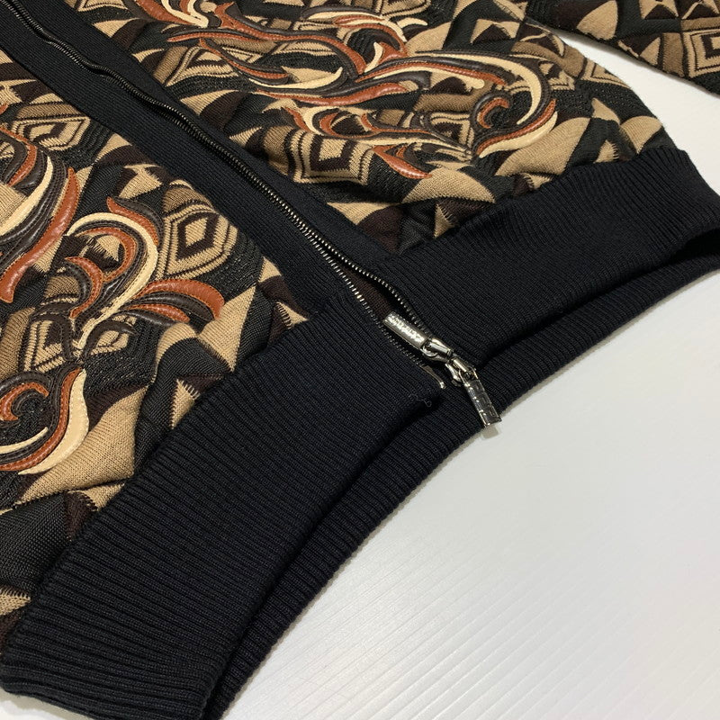 【中古品】【メンズ】 GIANNI VERSACE ジャンニ・ヴェルサーチ KNIT BLOUSON ニット ブルゾン ライトアウター フルジップジャケット 141-260920-ko-15-teih サイズ：48 カラー：総柄 万代Net店
