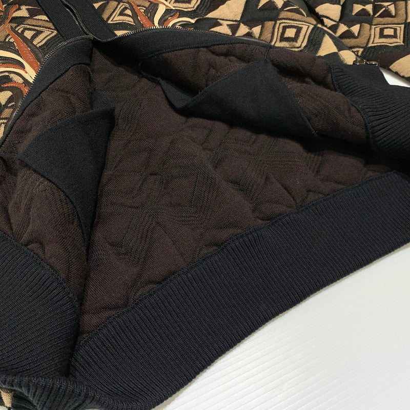 【中古品】【メンズ】 GIANNI VERSACE ジャンニ・ヴェルサーチ KNIT BLOUSON ニット ブルゾン ライトアウター フルジップジャケット 141-260920-ko-15-teih サイズ：48 カラー：総柄 万代Net店