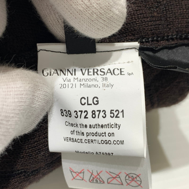 【中古品】【メンズ】 GIANNI VERSACE ジャンニ・ヴェルサーチ KNIT BLOUSON ニット ブルゾン ライトアウター フルジップジャケット 141-260920-ko-15-teih サイズ：48 カラー：総柄 万代Net店