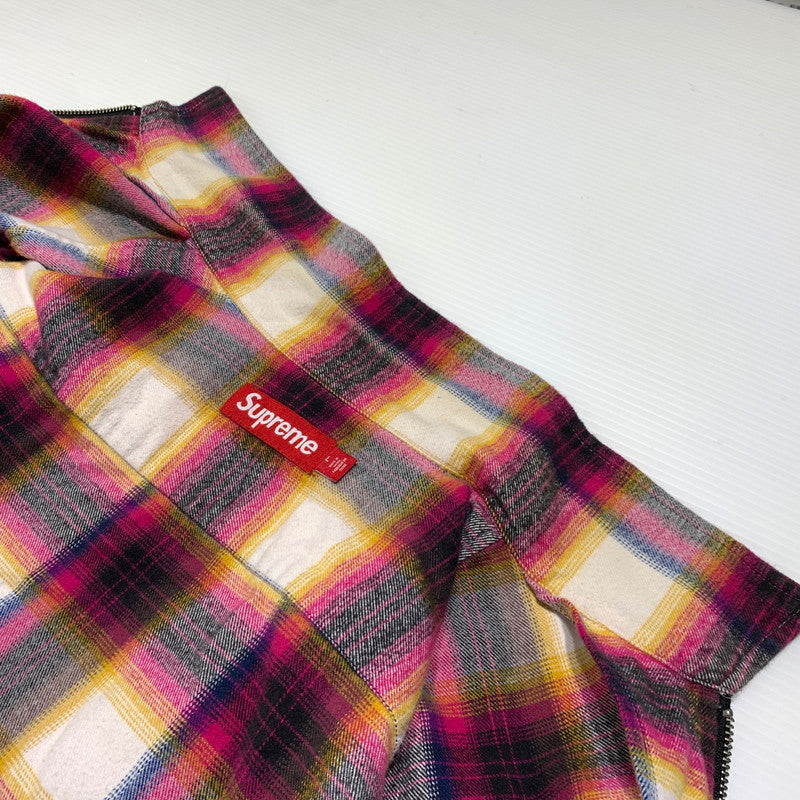 【中古品】【メンズ】 Supreme シュプリーム SHADOW PLAID FLANNEL ZIP UP SHIRT シャドープレイド フランネル ジップアップシャツ 長袖 トップス ネルシャツ 149-260920-ko-17-teih サイズ：L カラー：チェック 万代Net店