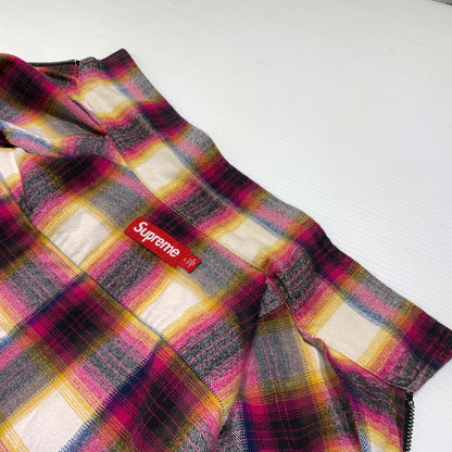 【中古品】【メンズ】 Supreme シュプリーム SHADOW PLAID FLANNEL ZIP UP SHIRT シャドープレイド フランネル ジップアップシャツ 長袖 トップス ネルシャツ 149-260920-ko-17-teih サイズ：L カラー：チェック 万代Net店