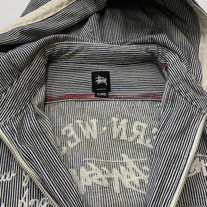 【中古品】【メンズ】 STUSSY ステューシー HICKORY STRIPE ZIP UP HOODIE ヒッコリー ストライプ ジップ アップ フーディ 長袖 142-260922-sa-04-teih サイズ：XL カラー：ストライプ 万代Net店