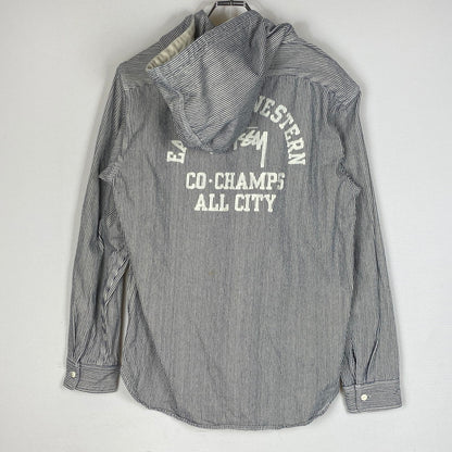 【中古品】【メンズ】 STUSSY ステューシー HICKORY STRIPE ZIP UP HOODIE ヒッコリー ストライプ ジップ アップ フーディ 長袖 142-260922-sa-04-teih サイズ：XL カラー：ストライプ 万代Net店