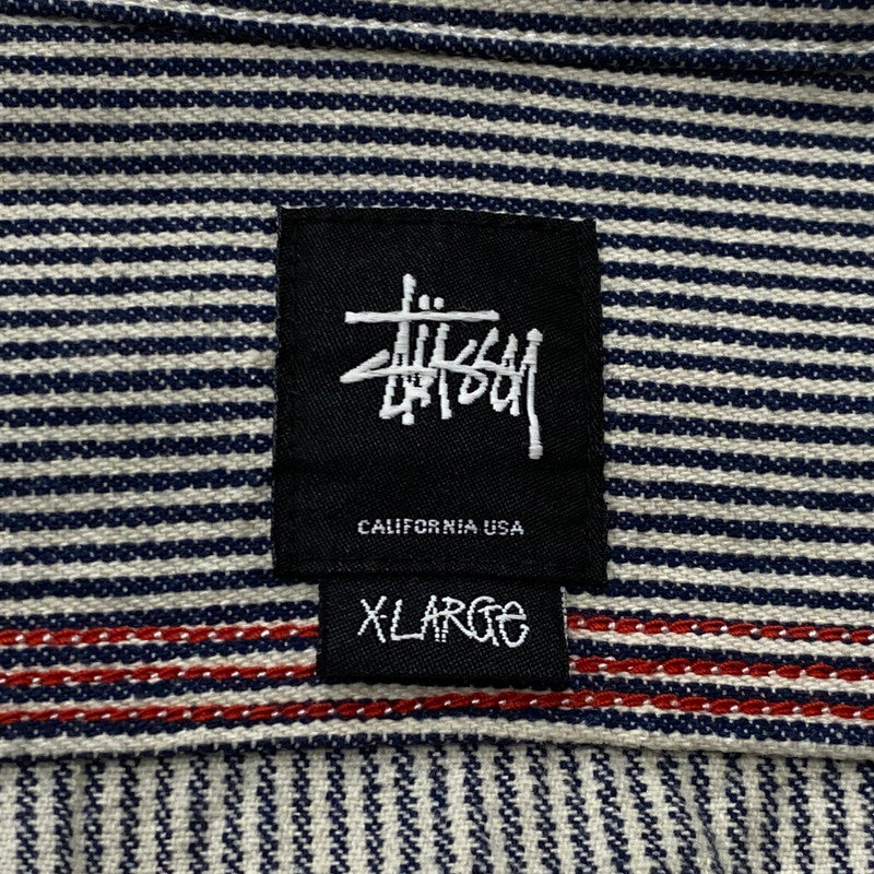 【中古品】【メンズ】 STUSSY ステューシー HICKORY STRIPE ZIP UP HOODIE ヒッコリー ストライプ ジップ アップ フーディ 長袖 142-260922-sa-04-teih サイズ：XL カラー：ストライプ 万代Net店