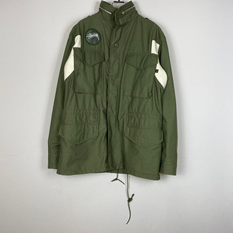 【中古品】【メンズ】 STUSSY ステューシー × ALPHA INDUSTRIES アルファ インダスト 別注コラボ MILITARY JACKET M-65 ミリタリー ジャケット アウター 145-260922-sa-05-teih サイズ：L-R カラー：グリーン 万代Net店